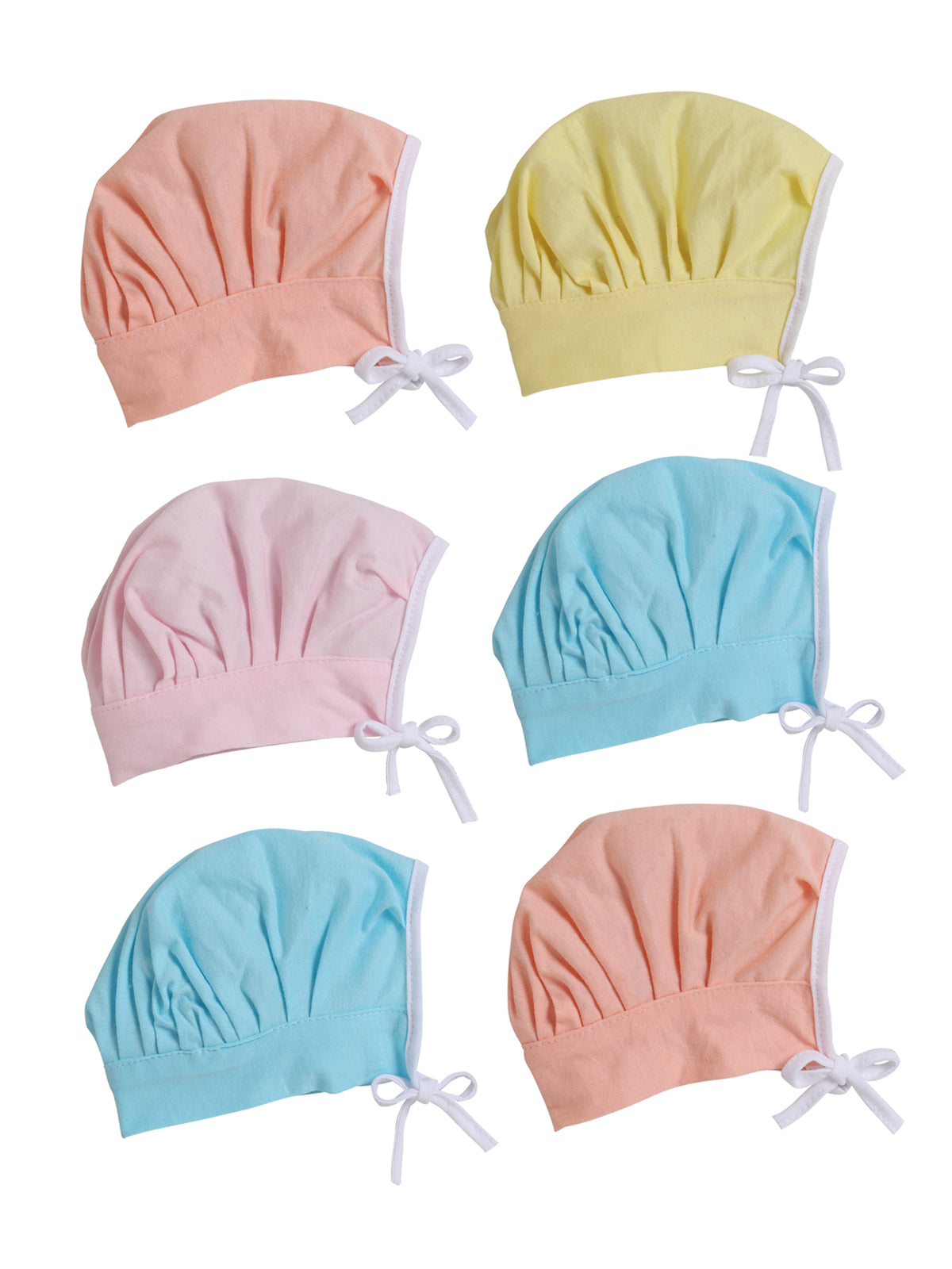 Pack of 6 Cotton Solid Tie-Knot Cap