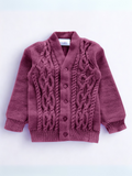 Baby Girls Cable Knit Buttoned Cardigan – Wine