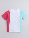 Round Neck Half Sleeves Color-Block T-Shirt and Shorts Set