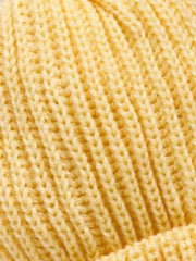 Woollen Solid Yellow Beanie Cap with Pom Pom