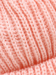 Woollen Solid Pink Beanie Cap with Pom Pom