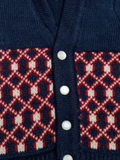 Woolen Baby Cardigan – White and Navy Knit (6–12 Months)