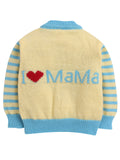 I Love Mama Striped Woollen Cardigan