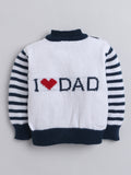 Navy & White Striped Woollen Cardigan with ‘I Love Dad’ Sweater