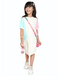 Round Neck Half Sleeves Color-Block Shift Dress