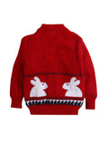 V-Neck Full Sleeves Jacquard Rabbit Design 3 Piece Set