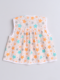 Cotton Baby Girls Jhabla Frocks - V-Neck Front-Open Star Print Pack of 3
