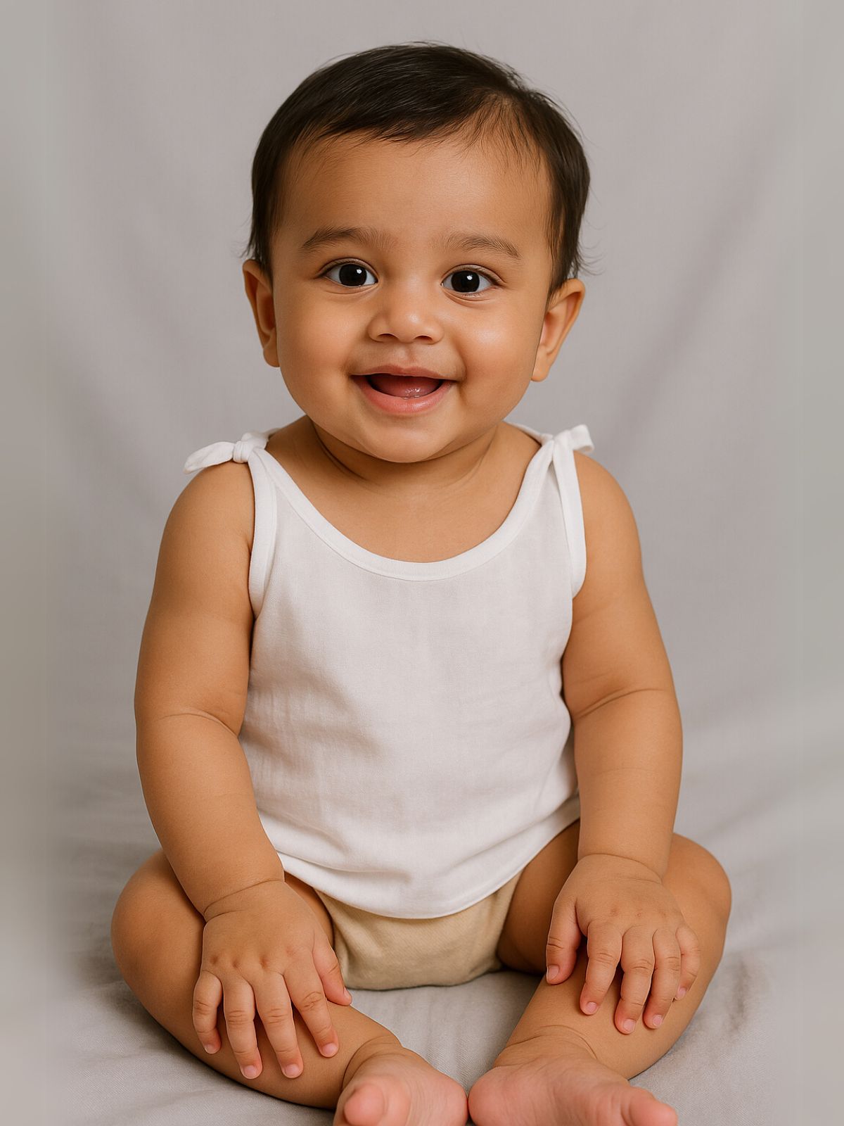 Organic Mulmul Hospital Safe Pure White Vest - (0-3M)