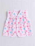Cotton Baby Girls Jhabla Frocks - V-Neck Front-Open Star Print Pack of 3