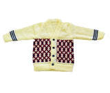 Woolen Baby Cardigan – Cream and Navy Knit (3–6 Months)