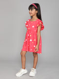 Square Neck Flared Sleeves Printed A-line Dress
