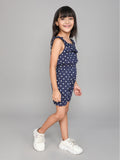Sleeveless Star Print Romper – Navy Blue (4–8 Years)
