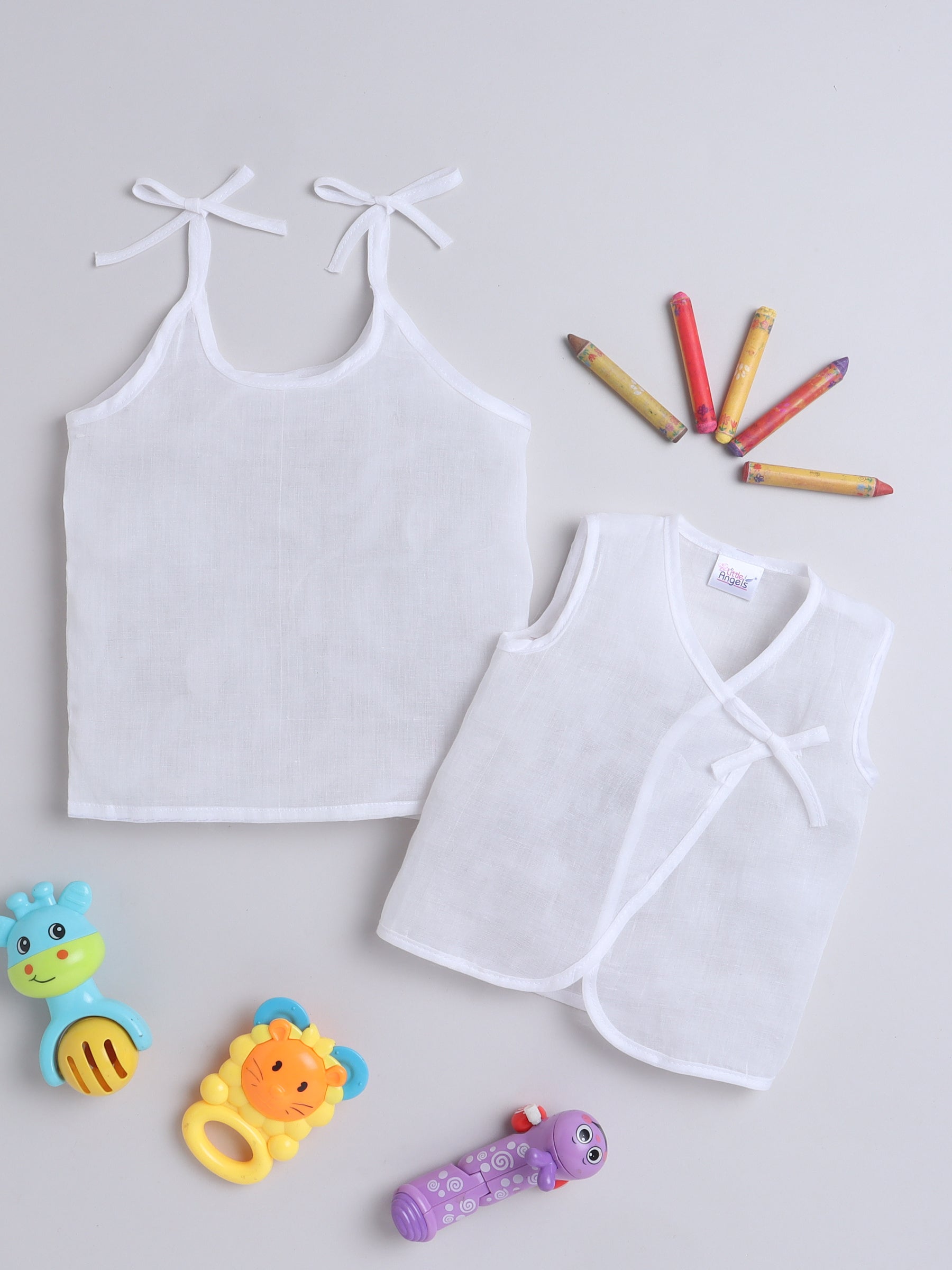 Organic Mulmul Hospital Safe Pure White Vest - (0-3M)
