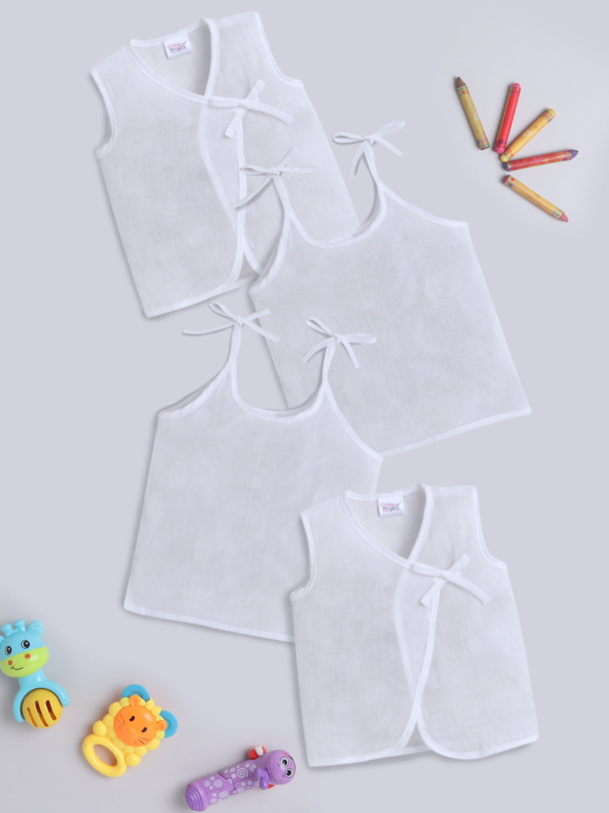 Organic Mulmul Hospital Safe Pure White Vest - (0-3M)