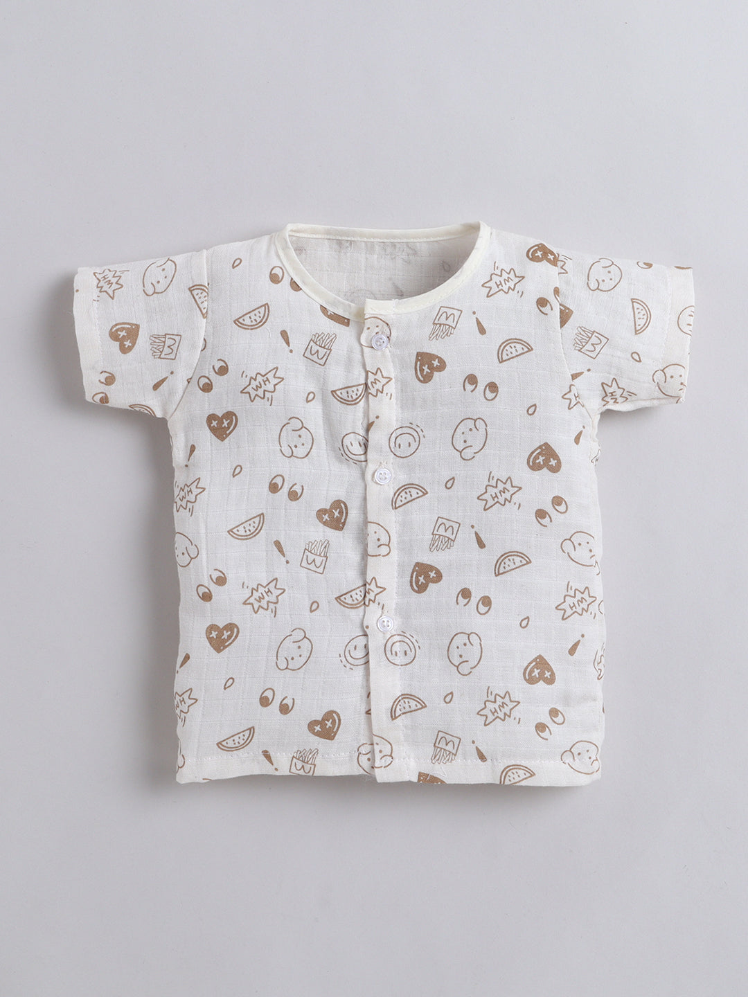Cute Doodle Print Jhabla & Shorts Set