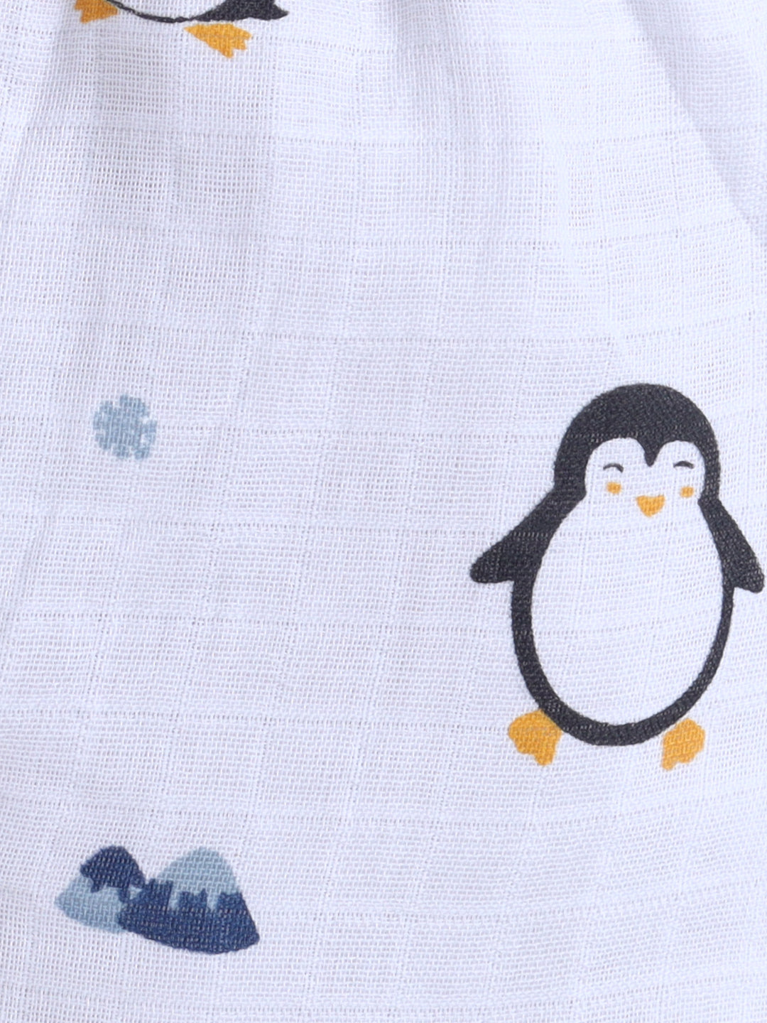 Muslin Cotton Baby Jhabla & Shorts Set-Penguin Print