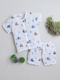 Round Neck Printed Muslin Shirts & Shorts Set