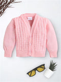V-Neck Full Sleeves Basketweave Cardigan Sweater