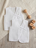 White Mulmul Baby Vest Combo Set – Pack of 2