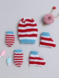 Baby Wool Stripes Cap Mittens Socks Set – 0–6M