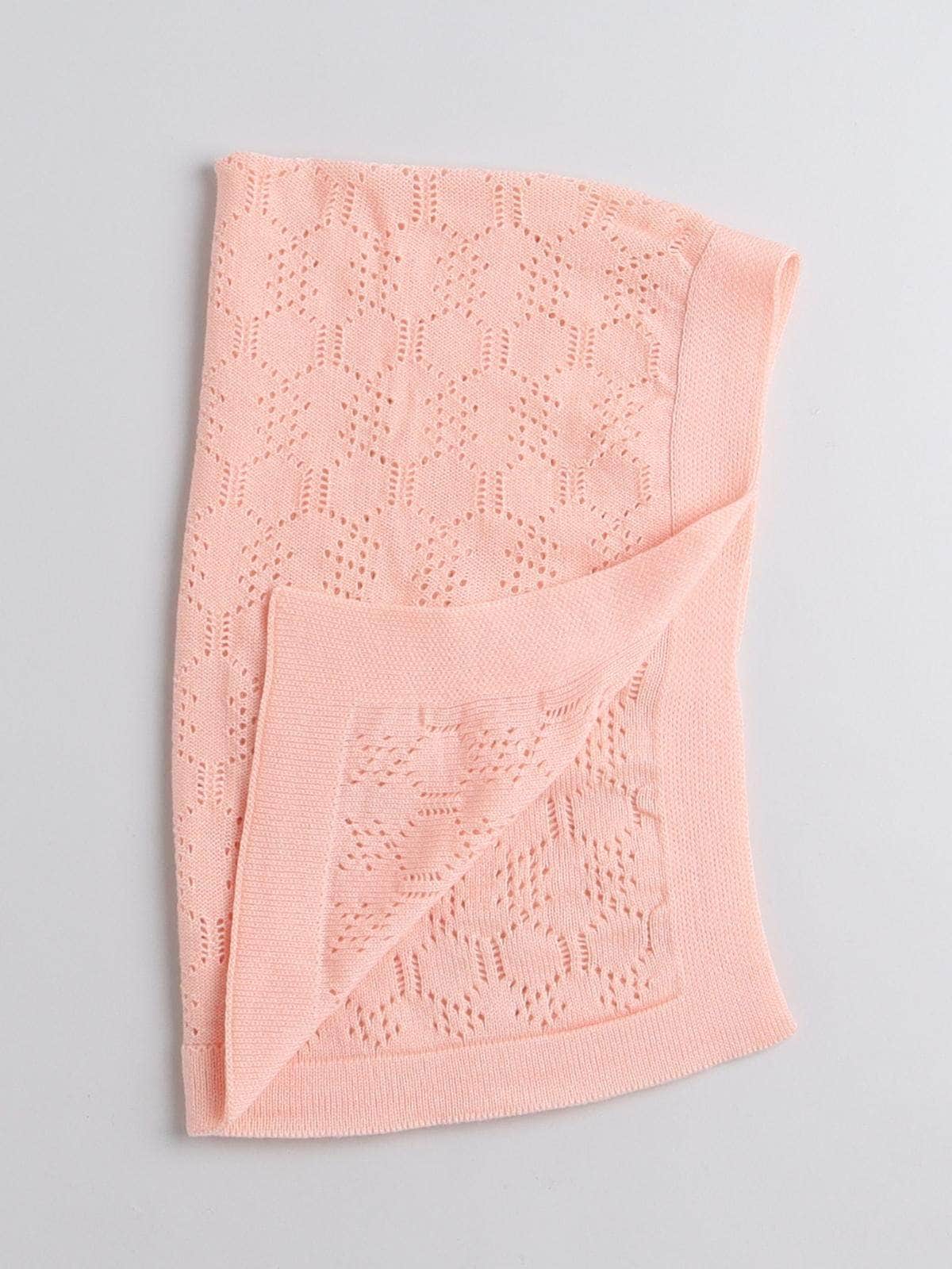 Little Angels Little Angels Baby Blanket Woollen Perfect Nursery Essential with Lace Design Peach Blanket Blanket & Swaddle Blankets, Bows, and Baby Glow 0-1Y / Peach / Baby Wool