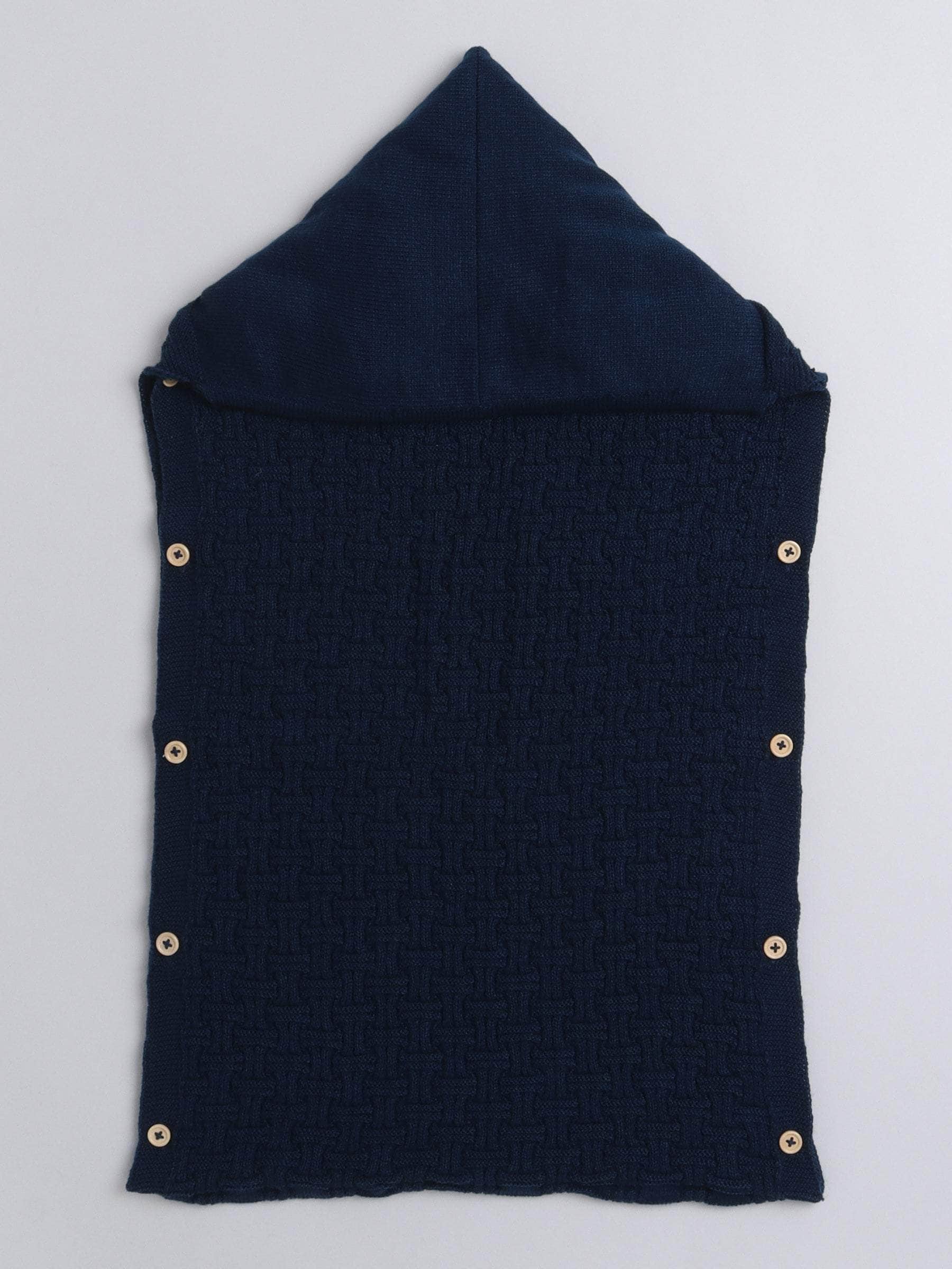 Little Angels Little Angels 1 Pc Swaddle Basketweave Woollen Navy Swaddle For Baby Boys Blanket & Swaddle Peekaboo Snuggles, Buttoned Love Swaddle 0-12M / Navy / Baby Wool
