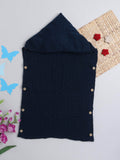 Little Angels Little Angels 1 Pc Swaddle Basketweave Woollen Navy Swaddle For Baby Boys Blanket & Swaddle Peekaboo Snuggles, Buttoned Love Swaddle 0-12M / Navy / Baby Wool
