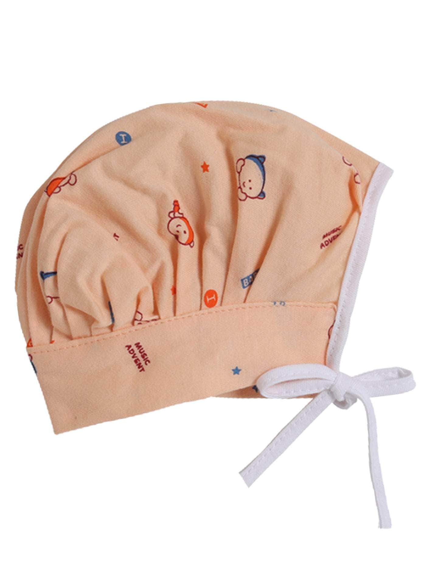 Little Angels Little Angels Cotton Printed Tie-Knot Pack of 6 Cap For Baby Boys and Baby Girls Cap & Nappy Mix & Match Cotton Baby Caps 0-3M / Assorted / Cotton