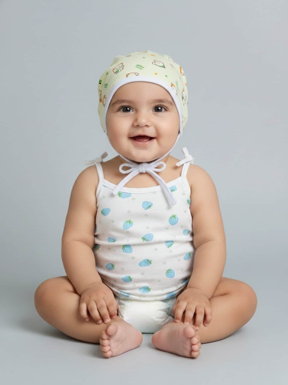 Little Angels Little Angels Cotton Printed Tie-Knot Pack of 6 Cap For Baby Boys and Baby Girls Cap & Nappy Mix & Match Cotton Baby Caps 0-3M / Assorted / Cotton