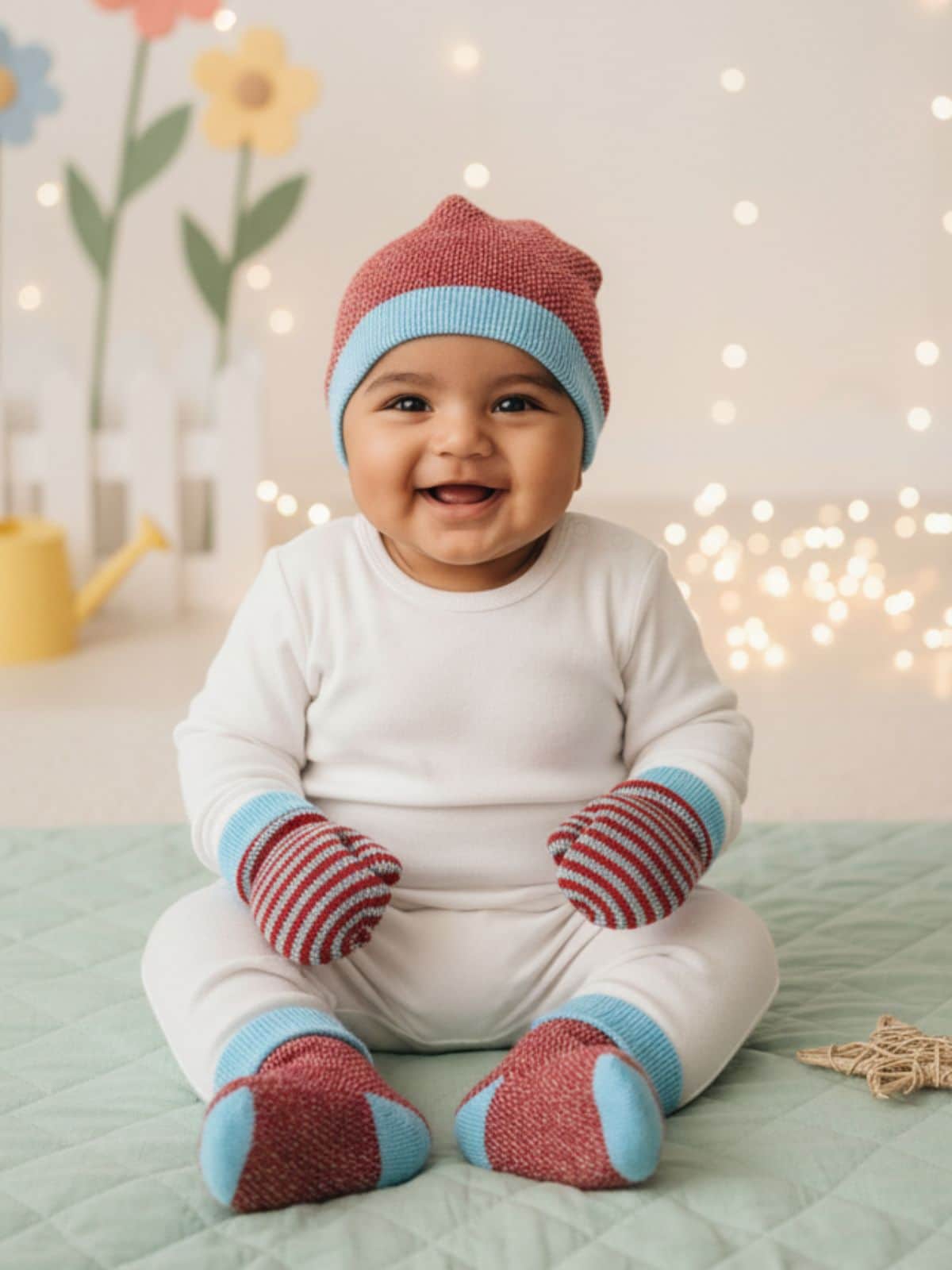 Little Angels Bundle of Warmth Baby Set Cap, Socks & Mittens Bundle of Warmth Baby Set