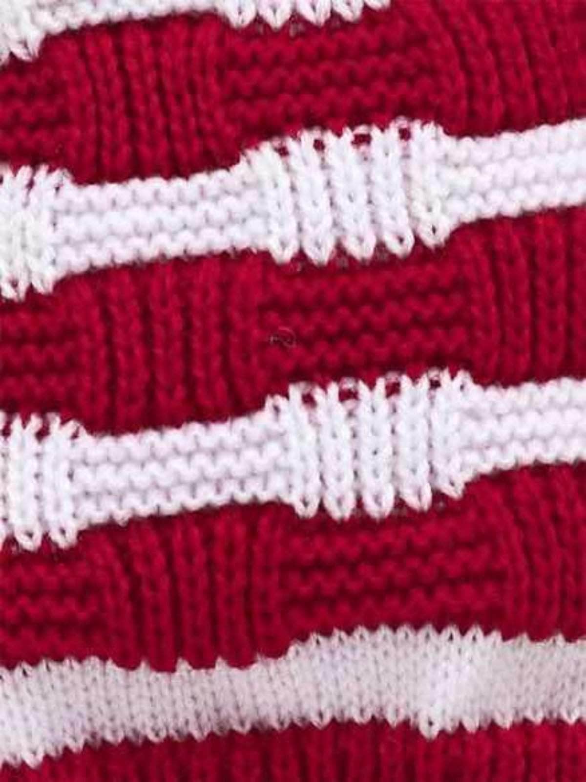 Little Angels Little Angels Baby Wool Striped Pull-On Beanie Cap with Pom Pom For Baby Boys and Girls Cap, Socks & Mittens Handcrafted Striped Winter Beanie