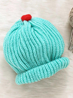 Green woollen beanie cap for newborn 0-12 months by Little Angels
