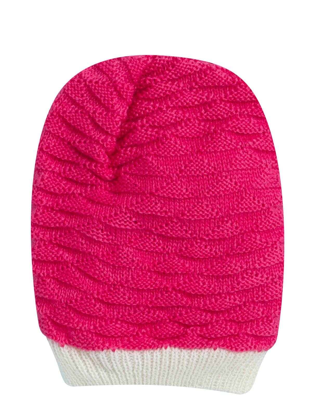 Little Angels Little Angels Baby Wool Textured Pull-On Beanie Cap with Pom Pom For Baby Girls Cap, Socks & Mittens Wavy Knit Textured Winter Cap