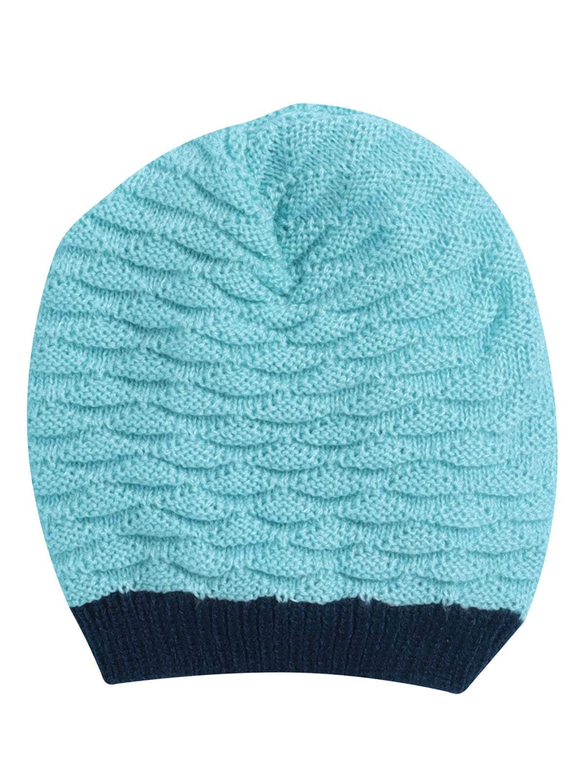 Little Angels Little Angels Baby Wool Textured Pull-On Beanie Cap with Pom Pom For Baby Girls Cap, Socks & Mittens Wavy Knit Textured Winter Cap