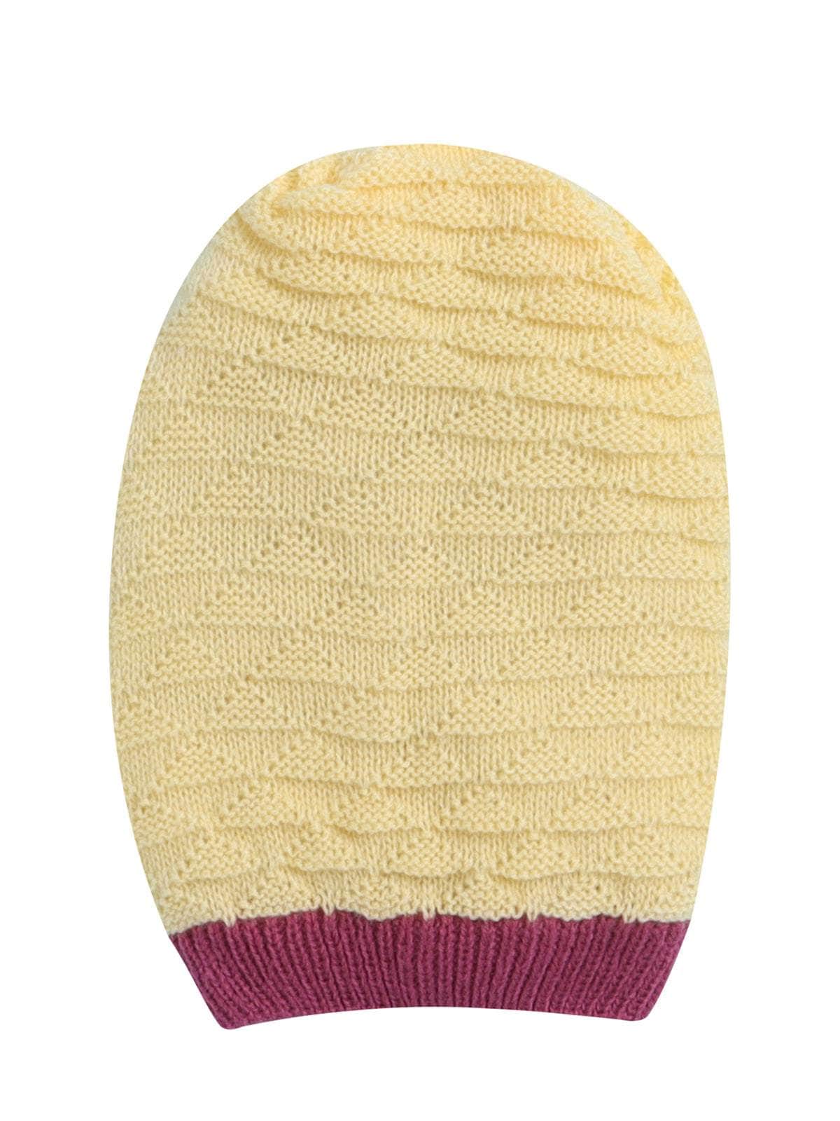 Little Angels Little Angels Baby Wool Textured Pull-On Beanie Cap with Pom Pom For Baby Girls Cap, Socks & Mittens Wavy Knit Textured Winter Cap