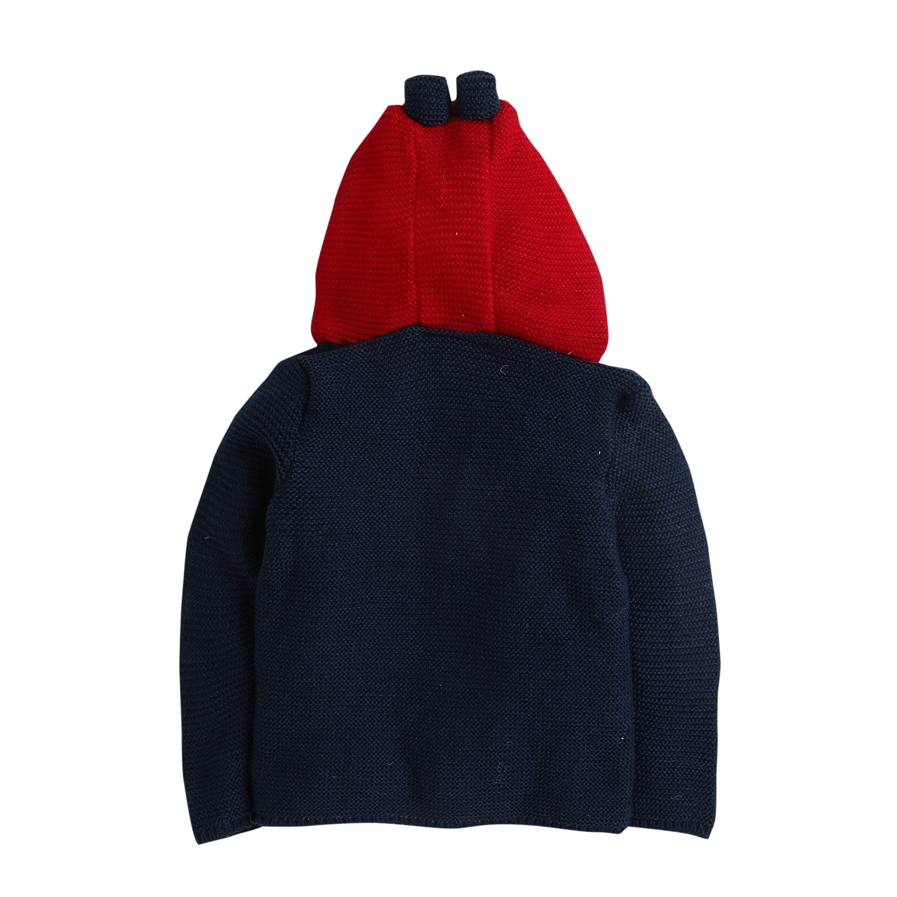 Little Angels Little Angels Baby Wool Hooded Neck Full Sleeves Color-Block Cardigan Sweater For Baby Boys and Girls Cardigan Buttoned Up with Bear Hugs Cardigan