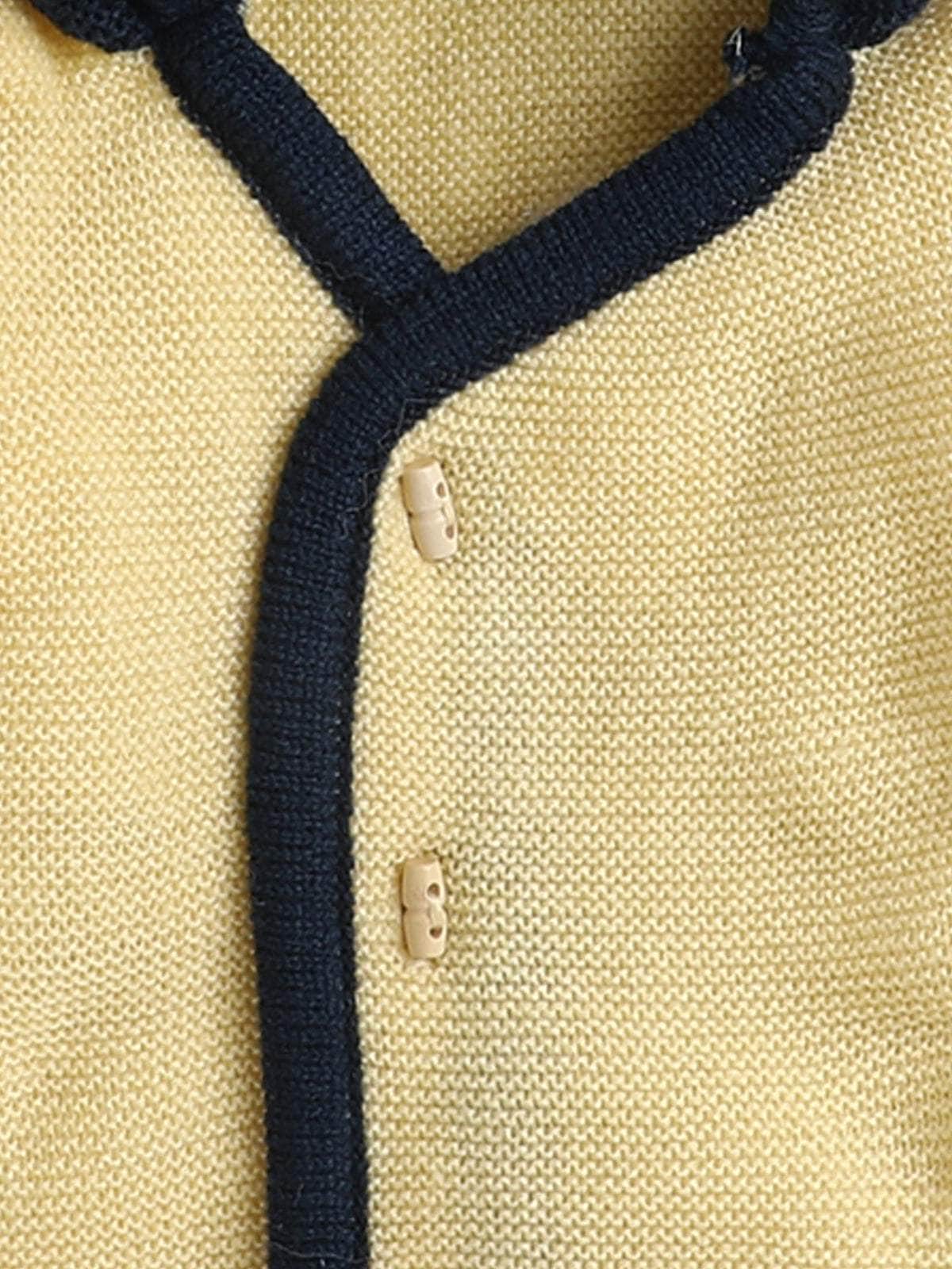 Little Angels Little Angels Baby Wool Hooded Neck Full Sleeves Color-Block Cardigan Sweater For Baby Boys and Girls Cardigan Buttoned Up with Bear Hugs Cardigan