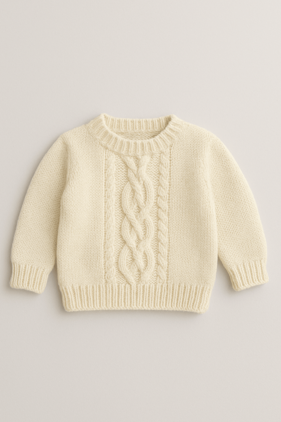 Cream striped woollen pullover sweater for baby 6-12 months by Little Angels