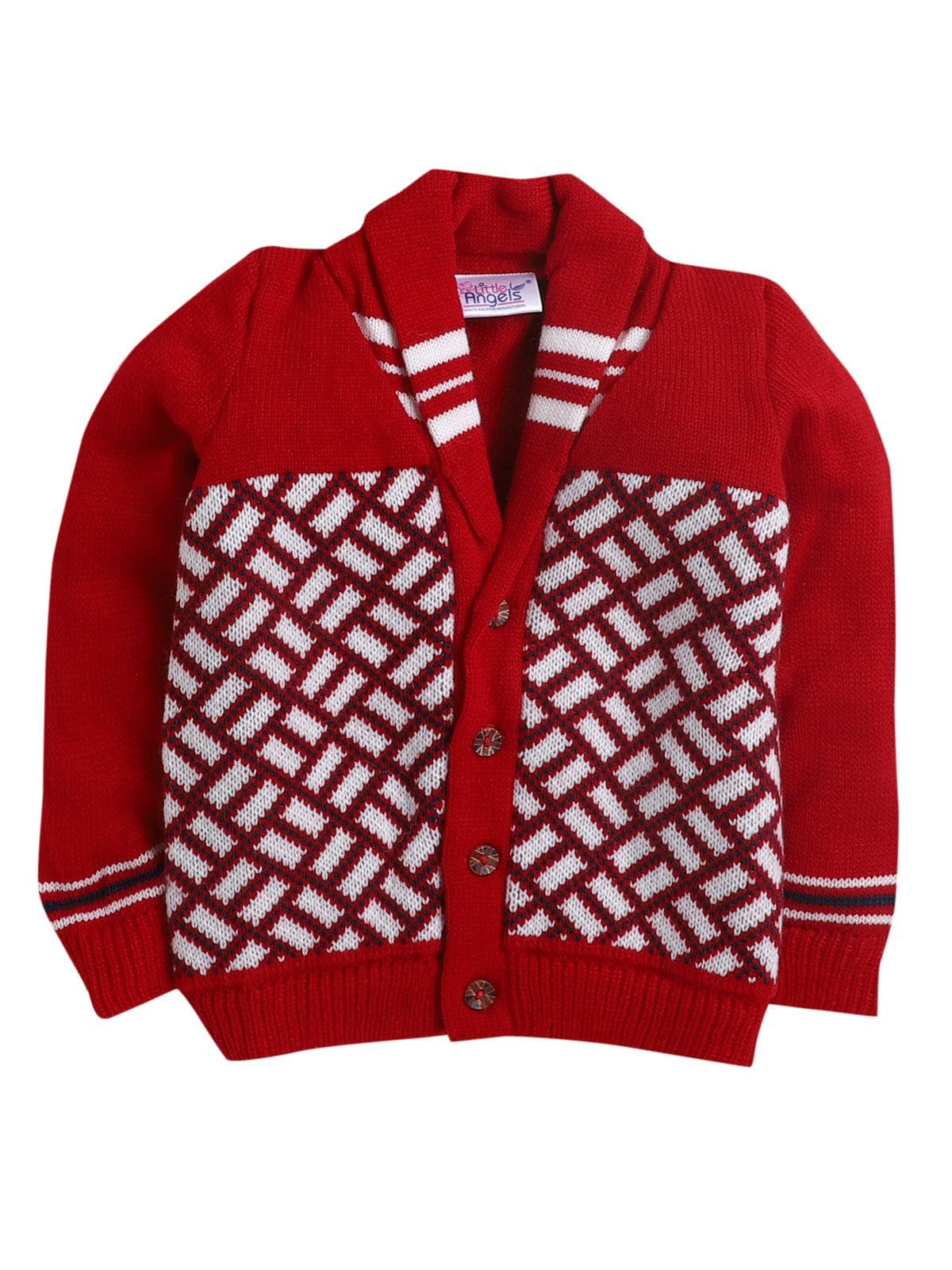Little Angels Criss-Cross Cuddle-Up Little Hero Cardigan Cardigan Criss-Cross Cuddle-Up Little Hero Cardigan Red & White / 0-3 M