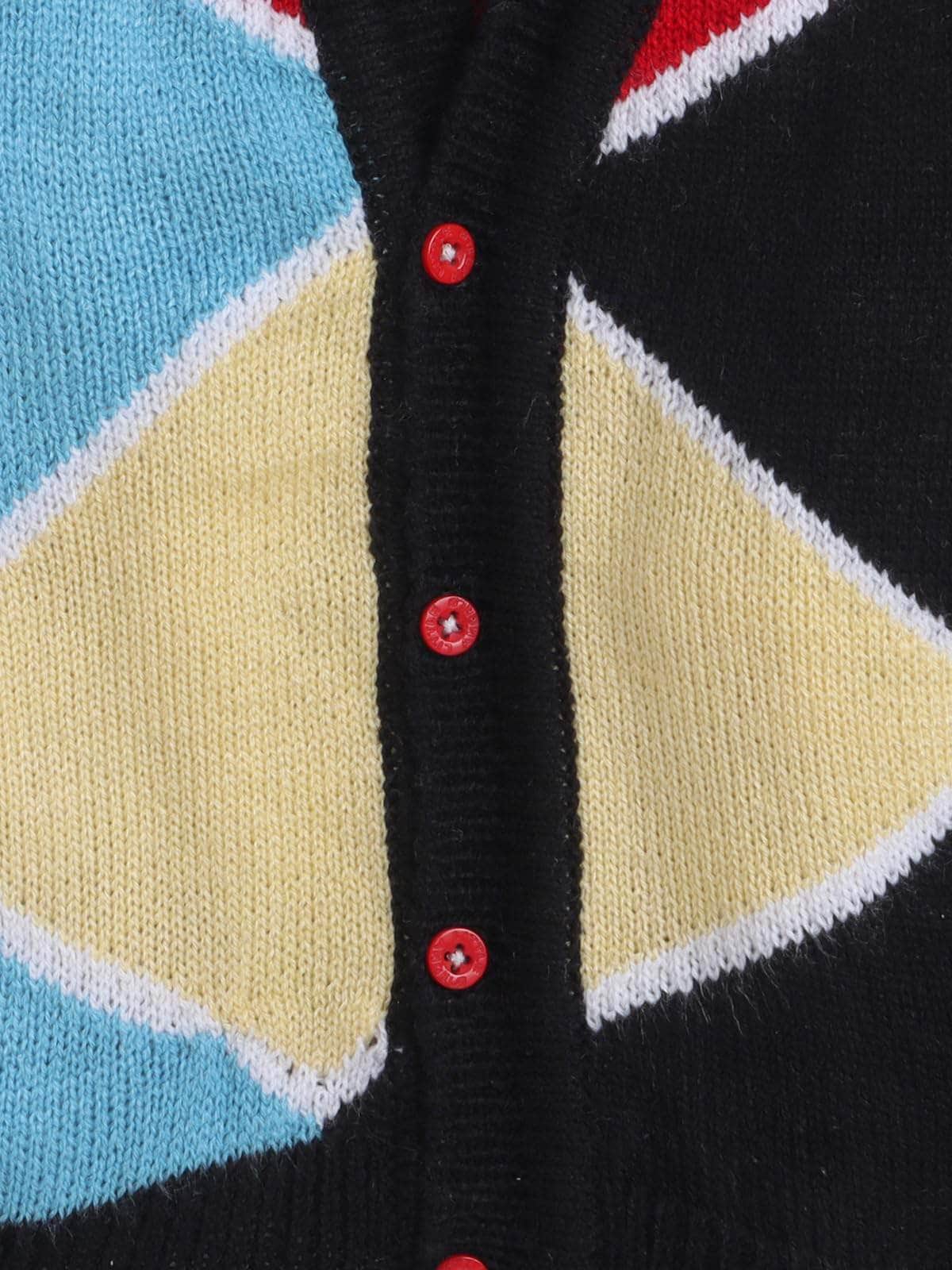 Little Angels Little Angels Baby Wool V-Neck Full Sleeves Color-Block Cardigan Sweater For Baby Boys and Girls Cardigan Kaleido Knit: Bold & Bright Cardigan