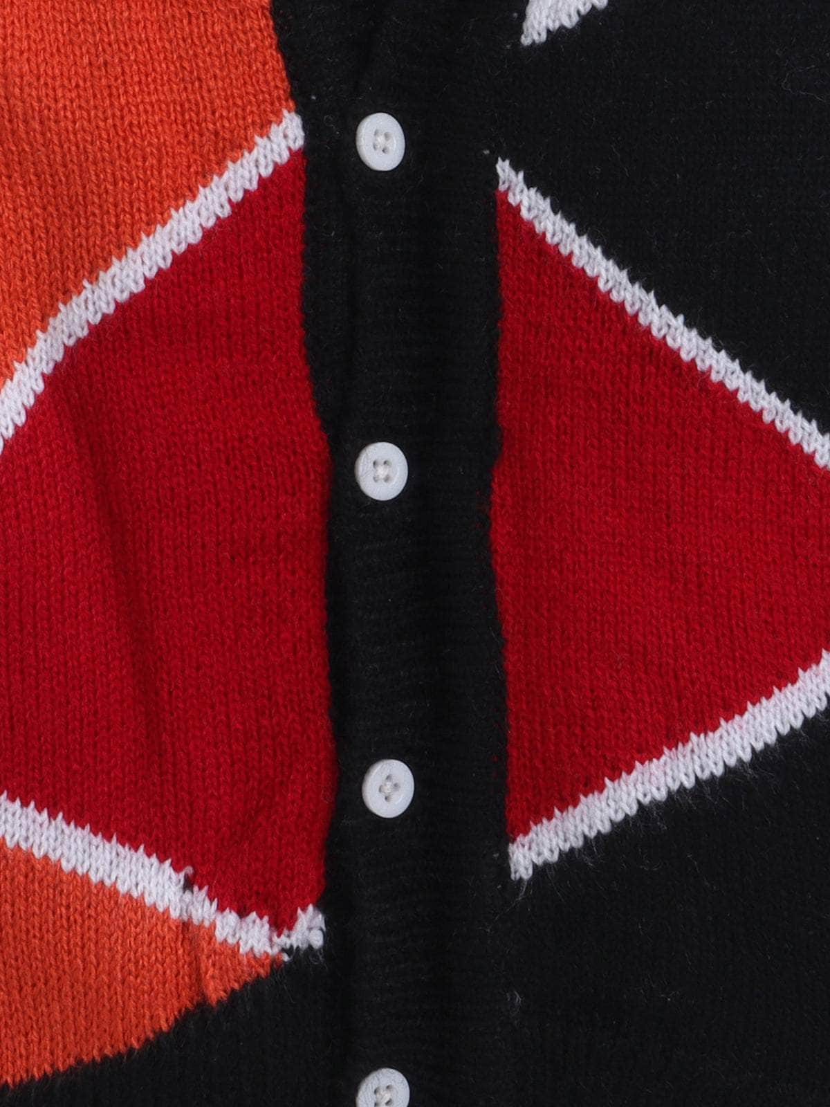 Little Angels Little Angels Baby Wool V-Neck Full Sleeves Color-Block Cardigan Sweater For Baby Boys and Girls Cardigan Kaleido Knit: Bold & Bright Cardigan