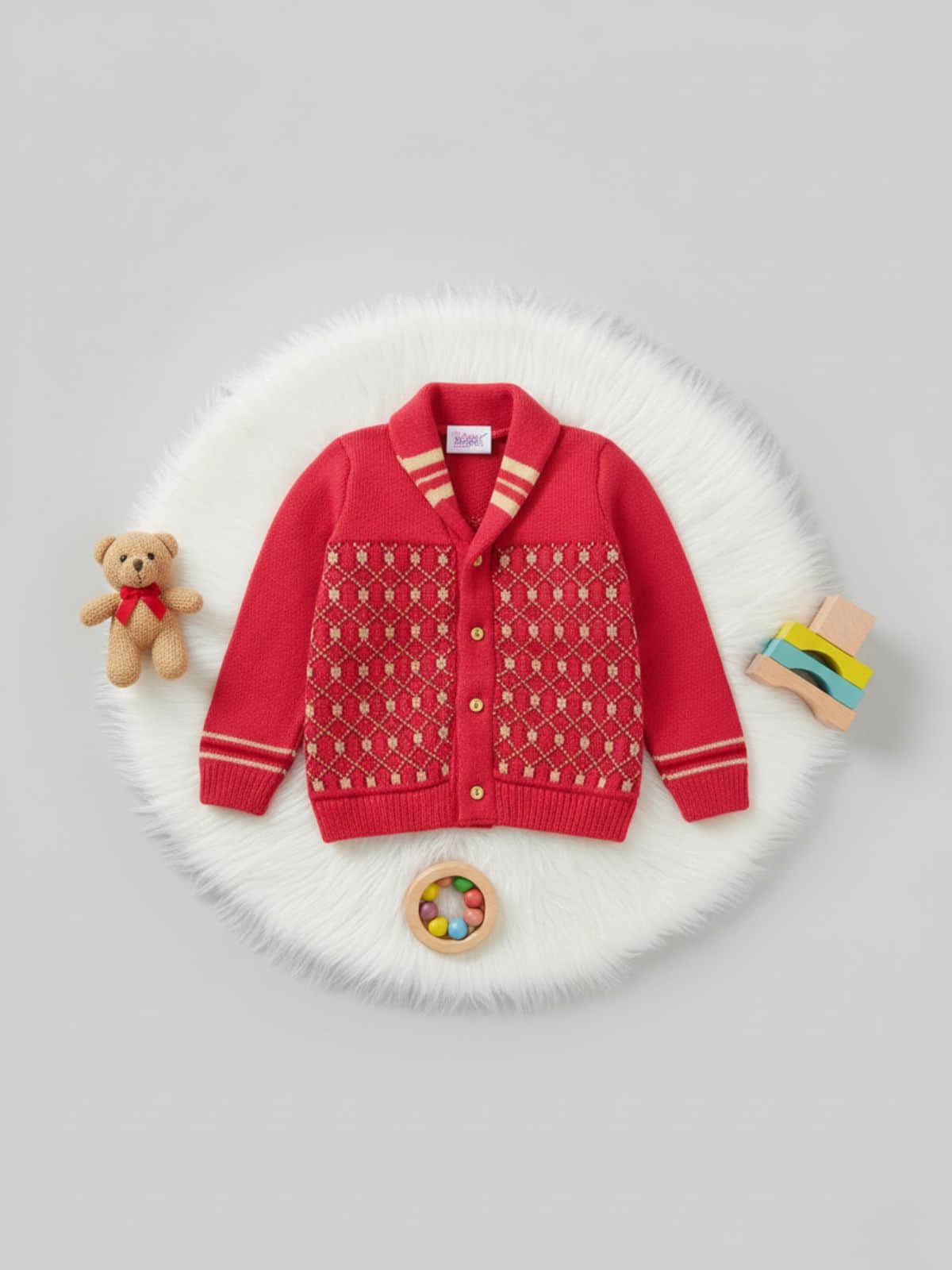 Little Angels Knit & Neat Diamond Charm Cardigan Knit & Neat Diamond Charm 1 - 2 Years / Fuschia & Yellow