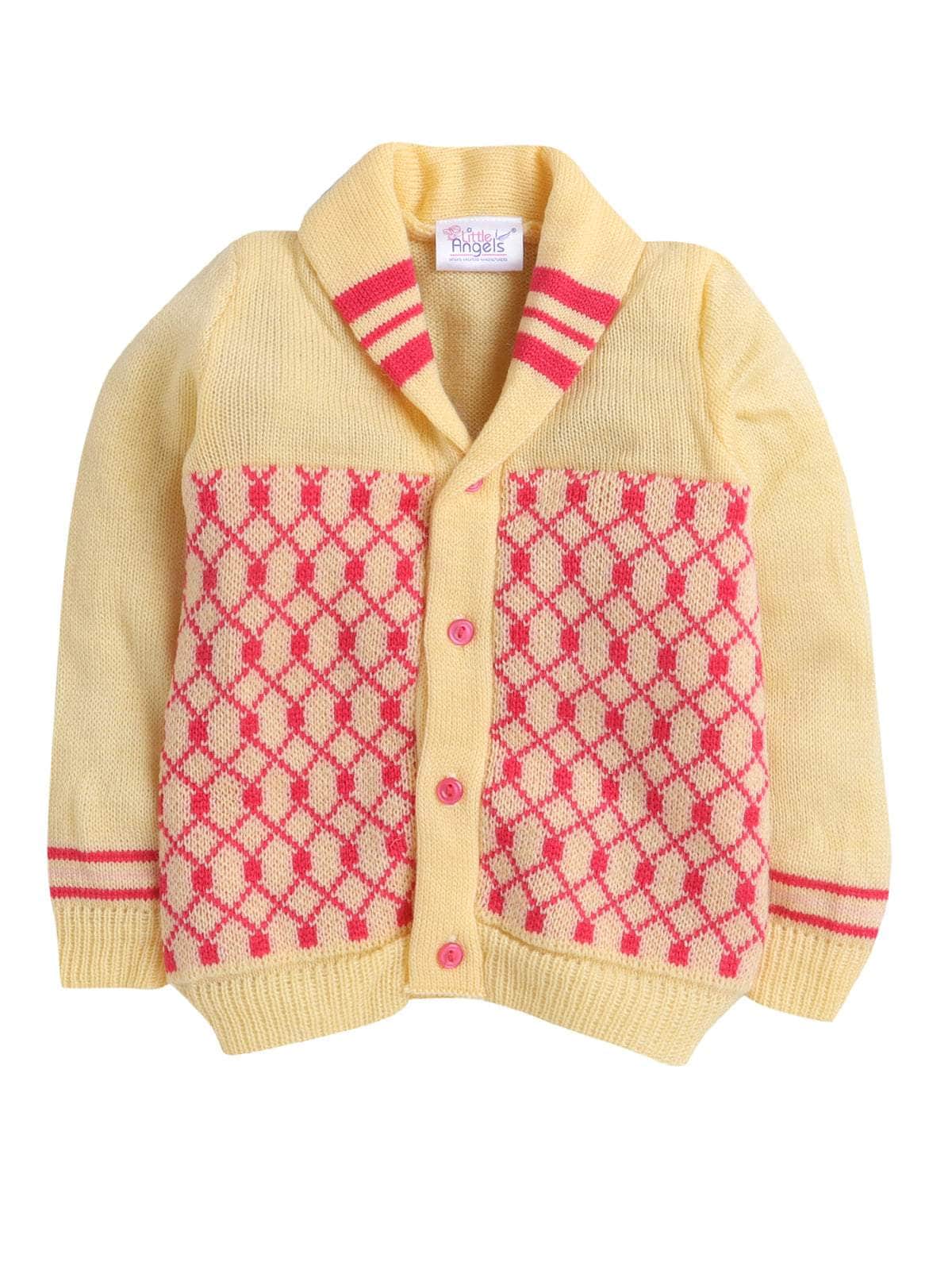 Little Angels Knit & Neat Diamond Charm Cardigan Knit & Neat Diamond Charm Yellow & Fuschia / 1 - 2 Years