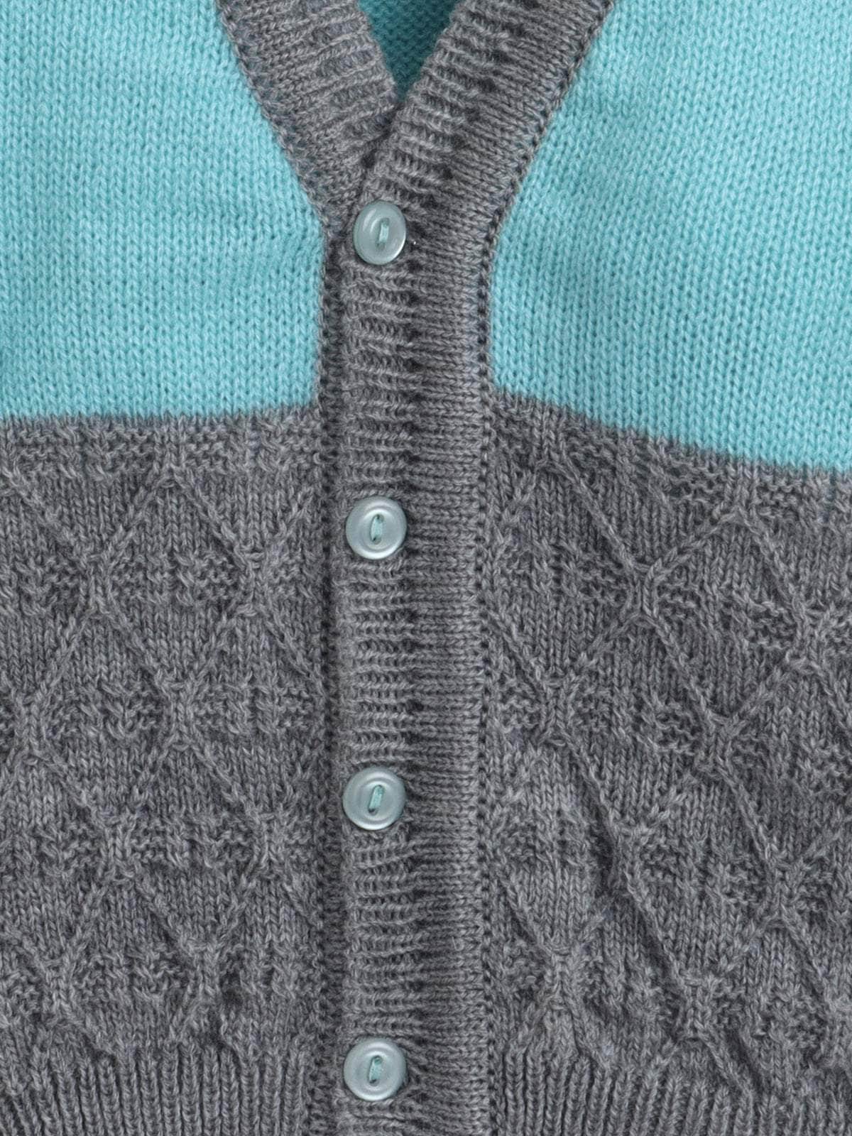 Little Angels Little Angels Baby Wool V-Neck Full Sleeves Color-Block with Diamond Design Cardigan Sweater For Baby Boys  Cardigan Snug & Buttoned Up Cardigan