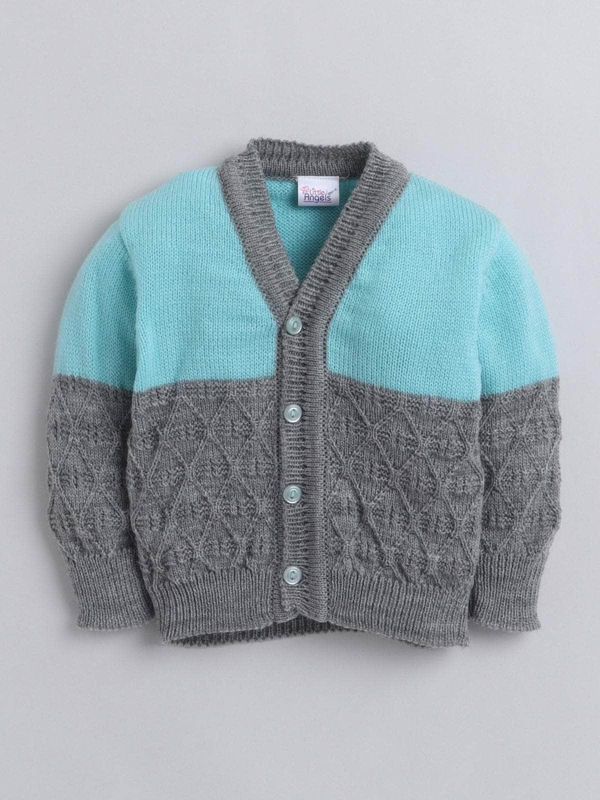 Little Angels Little Angels Baby Wool V-Neck Full Sleeves Color-Block with Diamond Design Cardigan Sweater For Baby Boys  Cardigan Snug & Buttoned Up Cardigan