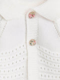 Little Angels Little Angels Baby Wool Collared Neck Full Sleeves Lace Rib Cardigan Sweater For Baby Girls Cardigan Twinkle Pop Eyelet Knit Cardigan 0-3 M / White / Baby Wool