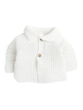 Little Angels Little Angels Baby Wool Collared Neck Full Sleeves Lace Rib Cardigan Sweater For Baby Girls Cardigan Twinkle Pop Eyelet Knit Cardigan 0-3 M / White / Baby Wool