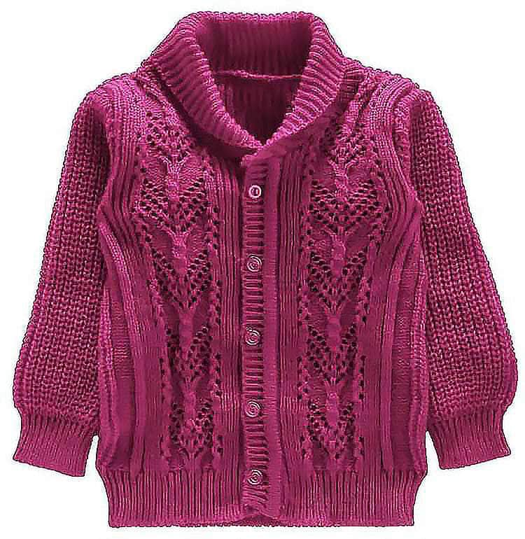 Little Angels Whimsy Weaves Knit Cardigan Cardigan Whimsy Weaves Knit Cardigan 6-12 M / Wine / Baby Wool