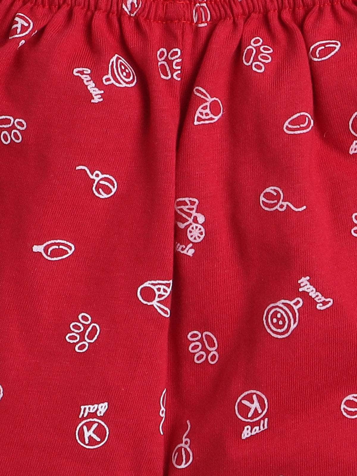 Little Angels Little Angels Scoop Neck Cotton Red Sleeveless Printed Top with Bloomer Set For Baby Girls Co-ords Peekaboo Play Top & Bloomer Set