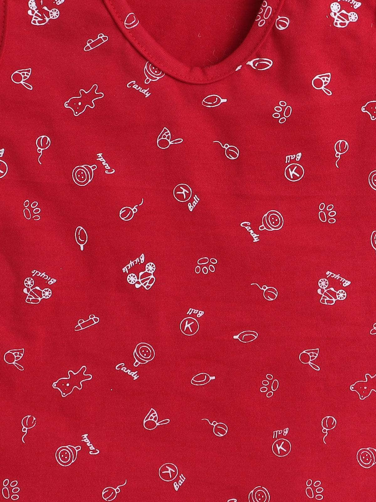 Little Angels Little Angels Scoop Neck Cotton Red Sleeveless Printed Top with Bloomer Set For Baby Girls Co-ords Peekaboo Play Top & Bloomer Set